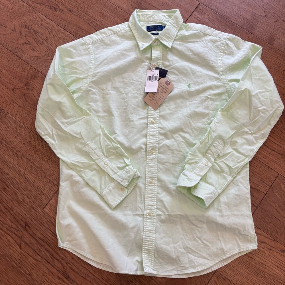 NWT Polo by Ralph Lauren Men's Light Green Button Down Shirt